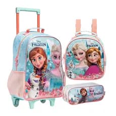 Kit Mochila Frozen Xeryus Lancheira Estojo Escolar G Rodas Lançamento