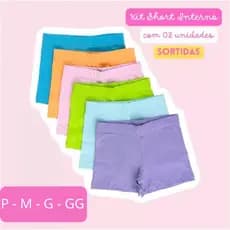 2 SHORTS INTERNO INFANTIL PARA VESTIDO COTTON ALGODÃO