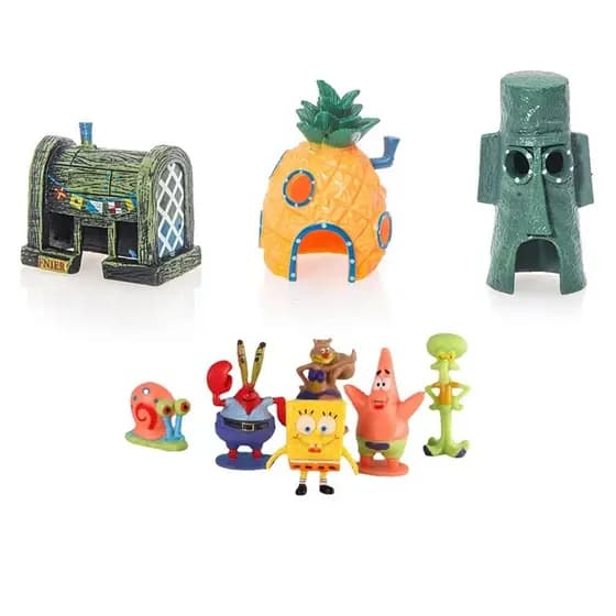 Bob Esponja kit 6 peças Siri Cascudo Casa Bob Esponja Lula Molusco