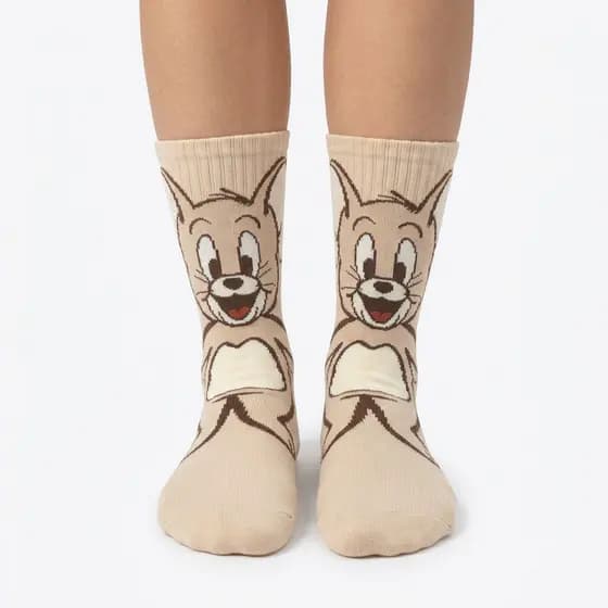 Meia Divertida Cano Longo Estampada frio Personagem  jerry Tamanho Unico 35 a 44
