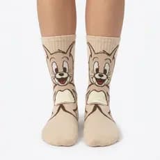 Meia Divertida Cano Longo Estampada frio Personagem  jerry Tamanho Unico 35 a 44