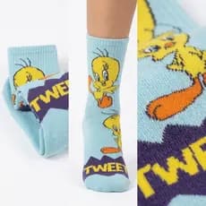 Meia Divertida Cano Longo Estampada frio Personagem Looney Tunes Piu piu Tamanho Unico 35 a 44