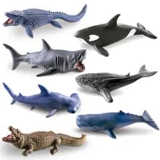 Animais Aquáticos Realistas Pré Históricos Tubarão Crocodilo Dino Mosassauro de Brinquedo