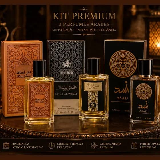 Kit 3 Perfumes Masculinos Árabes Importados 50ml Alta Fixação