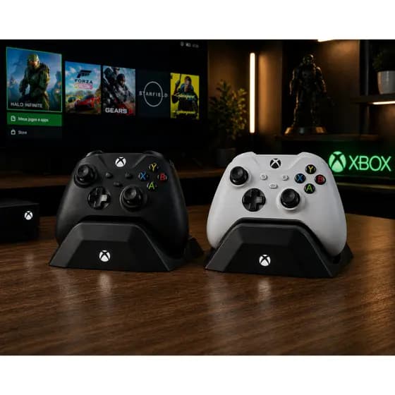 Kits Base Suporte Xbox Controle Organizador Gamer Minimalista branco-preto