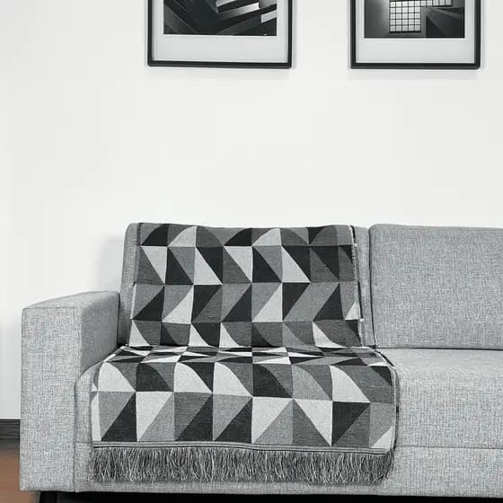 Manta Artesanal Jaqguard Estampada 100% Algodão Para Sofa 1,60m x 1,40m Capa protetor de Sofa
