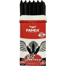 Giz de Cera Lápis Estaca Preto 100g 12unid - Famix
