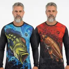 Kit 2 Camisa Camiseta Blusa de Pesca Com Proteção Solar Pescador  Uv50 Tecido Dry fit Peixe