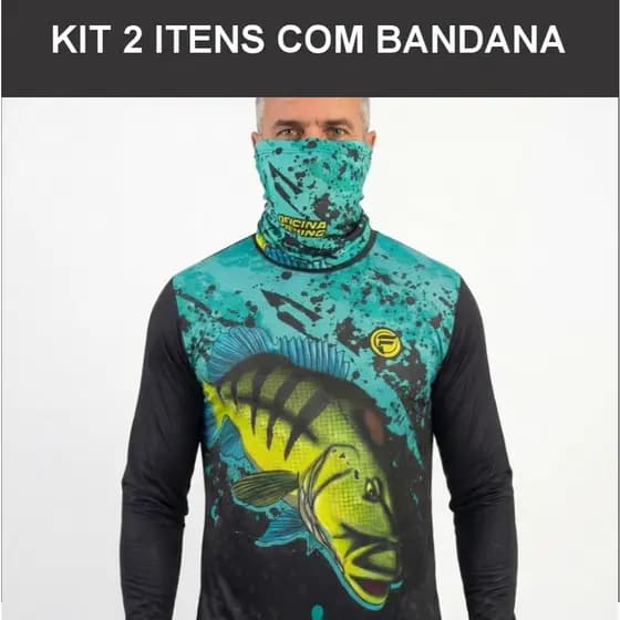 Kit Camisa De Pesca + Bandana C/ Proteção Térmica Esportiva dryfit -  Pescaria Camiseta