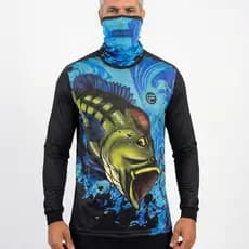 Kit Camisa Camiseta De Pesca Manga Longa Dryfit + Bandana C/ Proteção Térmica Uv50