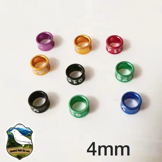 10 anilhas FECHADAS 4.0 periquitos comuns , forpus e aves de mesmo tamanho.