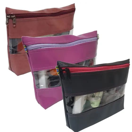 Necessaire bolsa de mão, bag multiuso, necesser para cosmético, creme, shampoo, maquiagem, praia, piscina