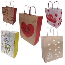 Sacolas Dia das maes coração eu te amo - Pacote com 10 Unidades - com alça de cordão