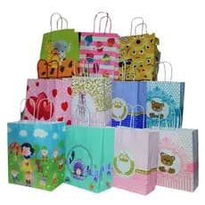 Sacolas coloridas de papel tamanho 18cm x 9cm x 22cm - pacote com 10unidades -alça cordao