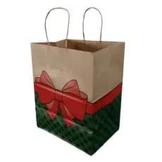 Sacolas coloridas de papel, natal laço 20x15x25cm G, pacote com 10 unidades