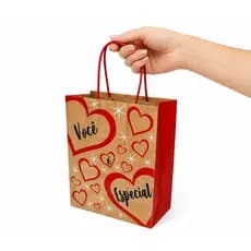 Sacolas de papel craf voce e especial - Pacote com 10 Unidades - com alça de cordão