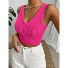 Cropped top regata alcinha moda tricot modal feminina