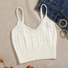 Cropped trancinha regata tricô branco