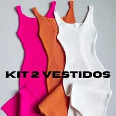 Kit 2 vestido feminino canelado alcinha regata moda verão tricot