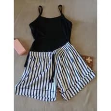 pijama Feminino em Suede Alça Fina Baby Doll Curto Short Listrado Toque Macio Roupa feminina Roupa de dormir