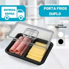 Porta Frios Duplo Pote Organizador Geladeira Presunto Queijo Tranparente Com Tampa Queijeira