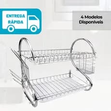 Escorredor de Louça Pratos Talheres Duplo Cozinha Com Bandeja Retrátil Aço Não Molha Pia
