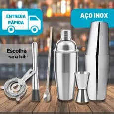 Kit Barman Dosador Drink Jigger De Bebidas Colher Bailarina Para Bar Bartender Inox Com Coqueteleira e Socador