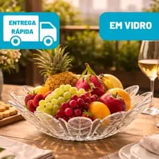 Fruteira De Vidro Centro De Mesa Saladeira 38 Cm Travessa Petisqueira Multiuso Transparente