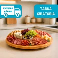 Tábua Frios Redonda Giratória Bambu Bandeja Madeira Petisqueira Queijos