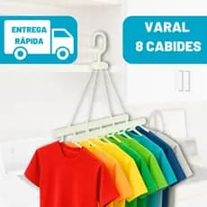 Varal Cabideiro 8 Cabides Transparente Pratico Resistente Multiuso Compacto