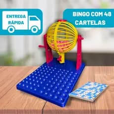 Bingo 48 Cartela Jogo Com Globo Giratório Brinquedo Infantil Novo Diversão