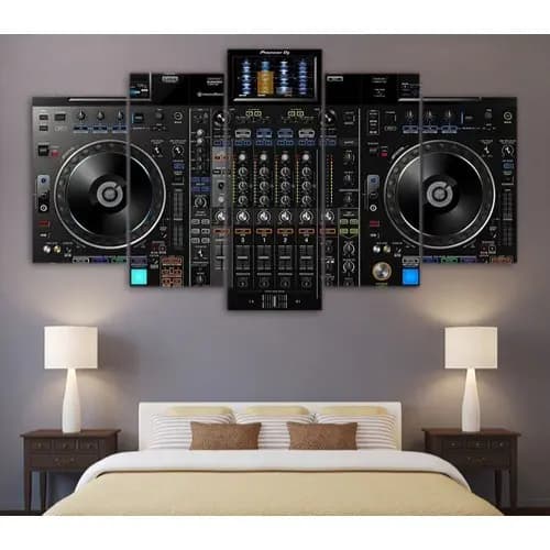 Quadro Mosaio 5 Peças Para DJ/Balada Mesa de Dj/Mixer