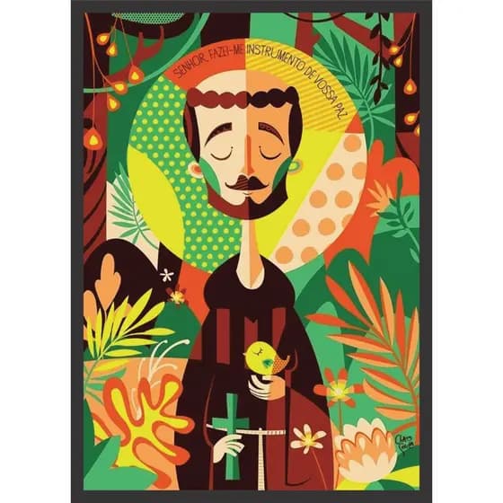 Quadro São Francisco De Assis 60x40 Mdf 3mm Decoração quarto sala Quadros decorativos religiosos