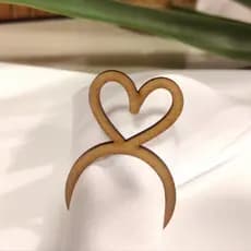50 ANEL PORTA GUARDANAPO CORAÇÃO MDF 3MM CORTE A LASER