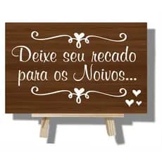 Placa Casamento Festas  Deixe seu recado para os Noivos 30x20 + cavalete entrada recepção mdf 3mm