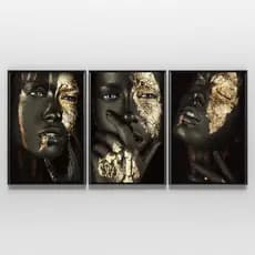 QUADRO MULHERES NEGRAS 120X60 3 PEÇAS lindo Kit 3 Quadros decorativos mulher negra 3mm
