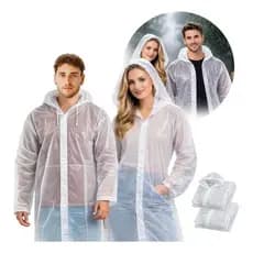 Capa De Chuva Unissex Transparente Impermeável Longa Reforçada Com Capuz