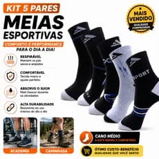 Kit 3 6 Pares Meia Esportiva Academia Corrida Respirável Confortável Antiderrapante
