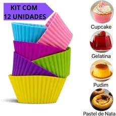 Kit 12 Forminhas de Silicone para Muffin e Cupcake Antiaderente Reutilizável Assadeira Forno