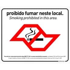 Placa de Sinalização Proibido Fumar LEI