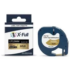 Fita Rotuladora Plástica Compatível 91207 LT12MM Dourada Dymo Letratag 12mm 4m Plus LT-100H Plus LT-100T LT-100H LT-100