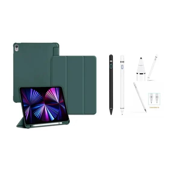 Capa Smart com Pen Slot + Caneta Touch Para IPad 7ª 8ª 9ª Geração 10.2 Verde Escuro