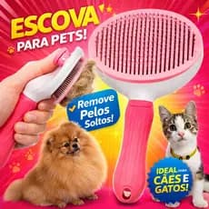 Escova Rasqueadeira Pet Autolimpante Magica para Pelos de Cães Gatos peludos golden
