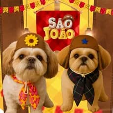 Kit Pet Festa Fantasia Maria Bonita e Lampião Roupinha Shitzu
