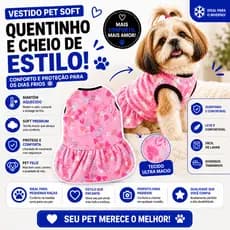 Vestido Quentinho Pet Inverno Soft Diversos Tamanhos Estiloso