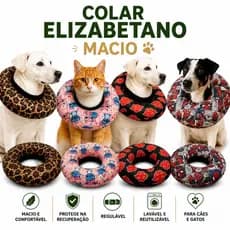 Colar Elizabetano Macio Regulável Pós Cirúrgico Cães e Gatos