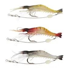 Kit 3 Iscas Artificial Camarão Silicone Com Anzol e Encastoado para Dourado Tucunaré Robalo Corvina