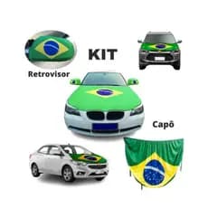 Kit Bandeira Do Brasil De Carro E Retrovisor Bolsonaro