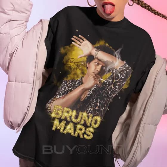 Camiseta Básica Algodão Bruno Mars Tour Brasil