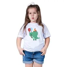 Camiseta Infantil Dinossauro Dino Rex Sauro Aniversário Balão Festa